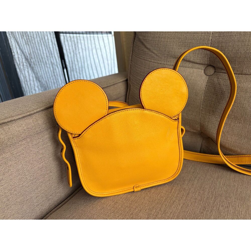 COACH x DISNEY MICKEY MOUSE W/Ears Crossbody Leather Bag Yellow limited edition - Picture 2 of 8
